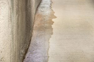 Water leaking from concrete slab